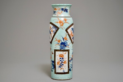 A European-decorated Chinese rouleau vase, Transitional period